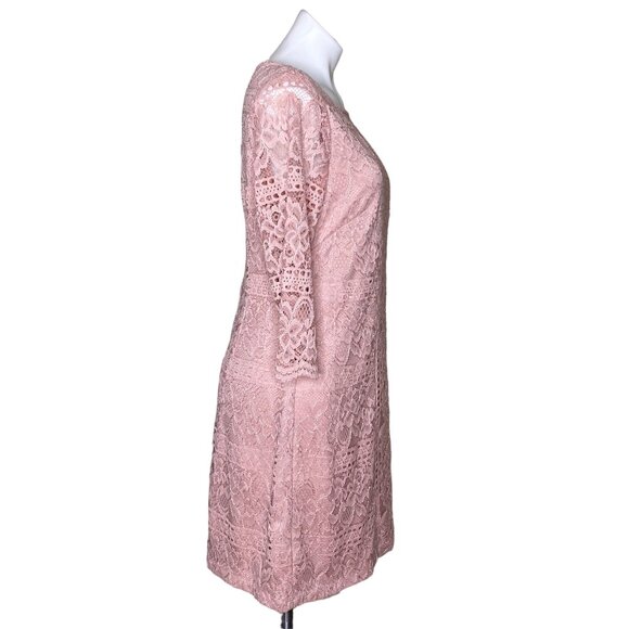 Jessica Howard Womens Pink Lace Shift Dress 3/4 Sleeve Size 10 - Picture 5 of 10